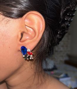Colorful Gemstone Stud Earrings