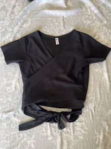 Boho Black wrap up crop top
