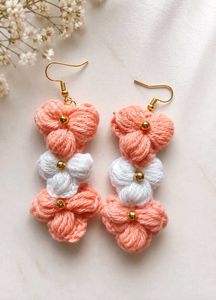 Boho Floral Yarn Dangle Earrings