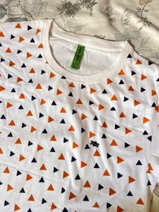 Lacoste White Triangle Print T-Shirt