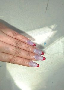 Red French cat eyes Nails
