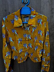 Unique Flamingo Print Yellow Shirt