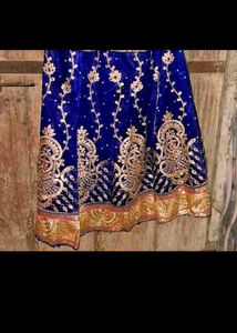 Royal Blue &amp; Red Lehenga Set