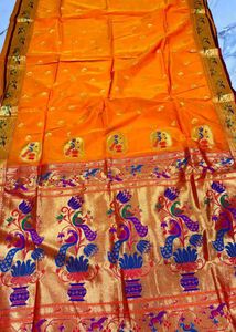 Luxurious Golden Peacock Saree