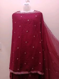 Elegant Rani Embroidered Anarkali Set