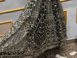 Exquisite Emerald Green Embroidered Gown