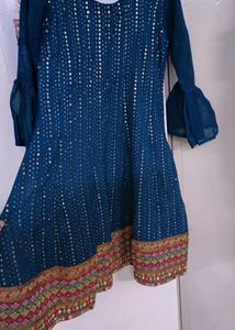 Teal Sequined Kurta and garara