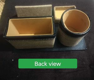 Premium Jute Desk Organizer with Clock