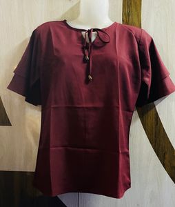 Maroon Tie-Neck Blouse