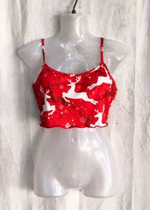 I. Cute Reindeer Print Crop Top