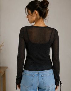 Sparkly Sheer Long Sleeve Top