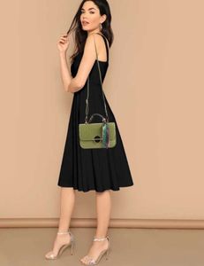 Olive Green Croc-Embossed Handbag