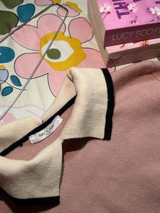 Pink Collared Knit Sweater