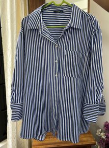 Chic Blue & White Striped Shirt