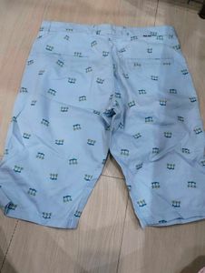 Light Blue Palm Tree Print Shorts