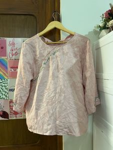 Elegant Pink Brocade Top