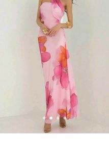 Savana Stunning Floral Print One-Shoulder Maxi