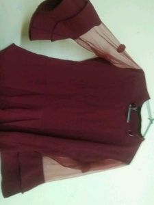 Maroon Sheer Sleeve Top (unused)