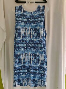 Terra&amp;sky Blue Tie-Dye Sleeveless Top