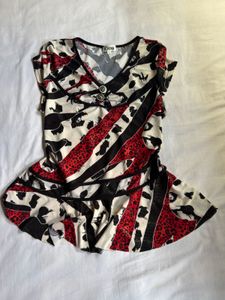 Y2k asymmetrical peplum top