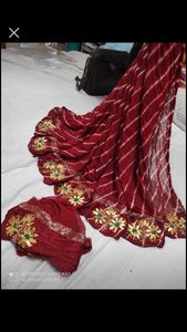 pure gorgate gota Patti work Algeria print saree