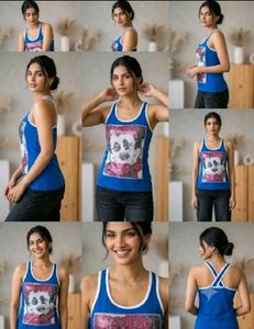 Blue Sequin Skull Tank Top