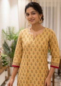 Stylish Printed Yellow Kurta