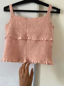Smocked Crop Top with Ruffles