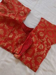 Stunning Red &amp; Gold Brocade Blouse