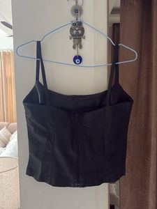 Sleek Black leather  Camisole Top