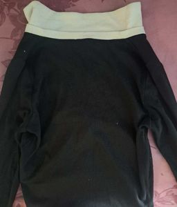 Black &amp; Beige V-Neck Long Sleeve Top