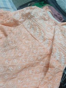 Peach Embroidered Tank Top