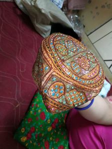 black Beanie Hat with handmade diamond topi, scarf