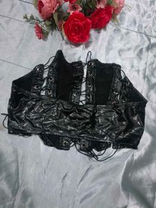 Black Lace-Up Corset Top