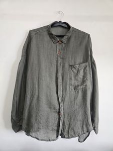 Oversized Linen Blend Button-Up Shirt