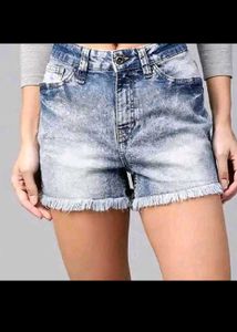 Distressed Frayed Denim Shorts