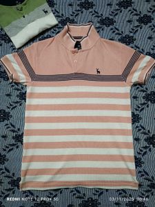 Flick Striped Polo T-Shirt (🩷🤍💙)