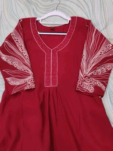Elegant Red  Suit with Pearl Handwork