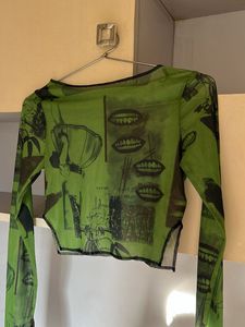Urbanic - Trendy Graphic Mesh Long Sleeve Top