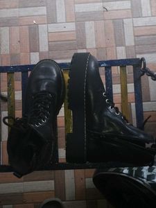 Black Leather Lace-Up Boots