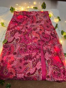 Colourful Pink Floral Front Slit Skirt | 30 Waist Size