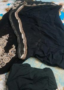Black long kurta with churidaar and du