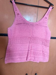 Pink Crochet Tank Top