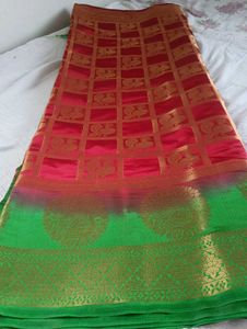 Brand New Traditional Red &amp; Green Silk Saree