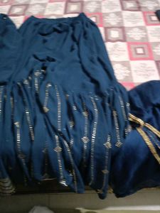 Elegant Teal Kurta Set with Gold Embellishments