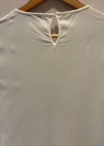 MANGO Elegant White Lace Details Top