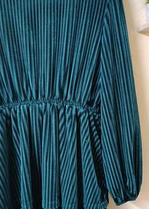 Elegant Teal Velvet Tiered Mini Dress