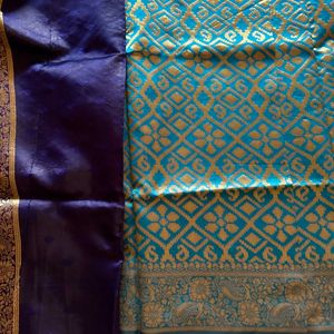 Brand new Elegant Teal &amp; Gold Silk Saree