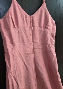 Classy Peach Midi A line Dress