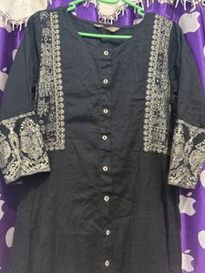 Elegant Black Kurta with Gold print